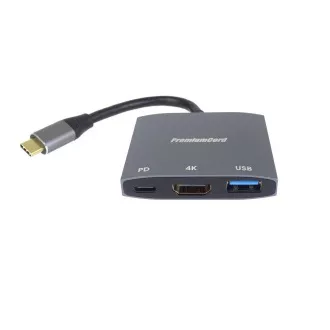PremiumCord adaptér USB-C na HDMI, USB3.0, PD, rozlišení 4K a FULL HD 1080p