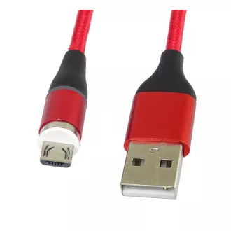 PREMIUMCORD Magnetický micro USB a USB-C nabíjecí a datový kabel 1m, červený