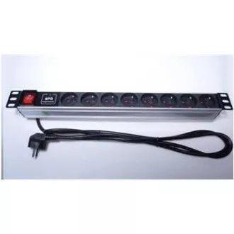 PremiumCord Panel napájecí 1U do 19" racku, 8x230V, 2m kabel, vypínač