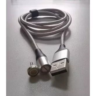 PremiumCord Magnetický micro USB a USB-C nabíjecí a datový kabel, 1m, stříbrná