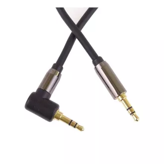 PremiumCord HQ stíněný kabel stereo Jack 3.5mm - Jack 3.5mm zahnutý 90°, 3m