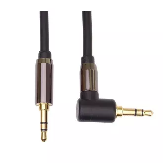 PremiumCord HQ stíněný kabel stereo Jack 3.5mm - Jack 3.5mm zahnutý 90°, 3m