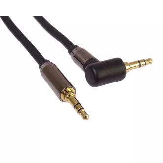 PremiumCord HQ stíněný kabel stereo Jack 3.5mm - Jack 3.5mm zahnutý 90°, 3m