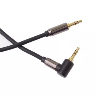PremiumCord HQ stíněný kabel stereo Jack 3.5mm - Jack 3.5mm zahnutý 90°, 3m