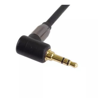 PremiumCord HQ stíněný kabel stereo Jack 3.5mm - Jack 3.5mm zahnutý 90°, 3m