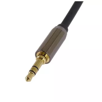 PremiumCord HQ stíněný kabel stereo Jack 3.5mm - Jack 3.5mm zahnutý 90°, 3m