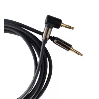 PremiumCord HQ stíněný kabel stereo Jack 3.5mm - Jack 3.5mm zahnutý 90°, 3m