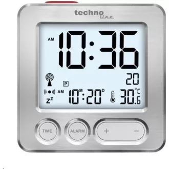 TechnoLine WT 265 digitální budík s teploměrem, stříbrný