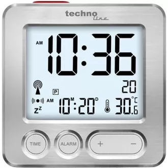 TechnoLine WT 265 digitální budík s teploměrem, stříbrný