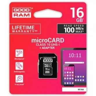 GOODRAM MicroSDHC karta 16GB M1AA, UHS-I Class 10, U1 + adaptér