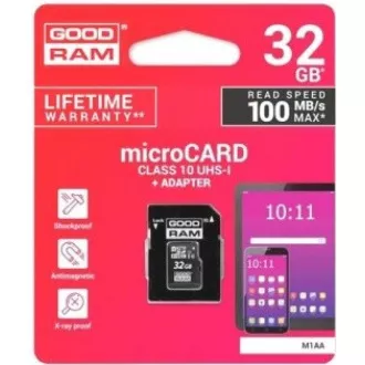GOODRAM MicroSDHC karta 32GB M1AA, UHS-I Class 10, U1 + adaptér