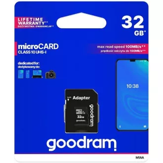 GOODRAM MicroSDHC karta 32GB M1AA, UHS-I Class 10, U1 + adaptér