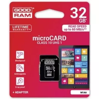 GOODRAM MicroSDHC karta 32GB M1AA, UHS-I Class 10, U1 + adaptér