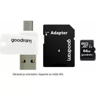 GOODRAM microSDHC karta 16GB M1A4 All-in-one (R:100/W:10 MB/s), UHS-I Class 10, U1 + Adapter + OTG card reader/čtečka