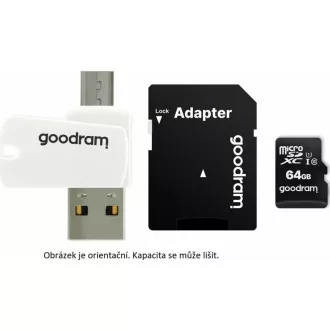 GOODRAM microSDHC karta 32GB M1A4 All-in-one (R:100/W:10 MB/s), UHS-I Class 10, U1 + Adapter + OTG card reader/čtečka