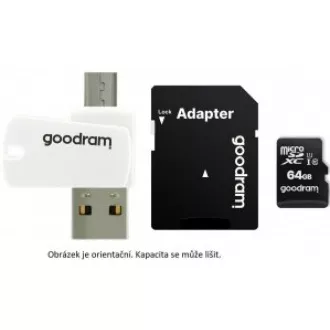 GOODRAM microSDXC karta 128GB M1A4 All-in-one (R:100/W:10 MB/s), UHS-I Class 10, U1 + Adapter + OTG card reader/čtečka