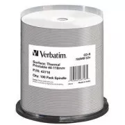 VERBATIM CD-R(100-Pack)Spindle/AZO/52x/700MB/Thermal Printable No ID Brand