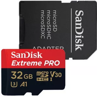 SanDisk Micro SDXC karta 32GB Extreme PRO (100MB/s, Class 10 UHS-I V30) + adaptér
