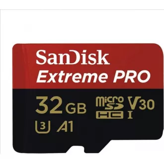 SanDisk Micro SDXC karta 32GB Extreme PRO (100MB/s, Class 10 UHS-I V30) + adaptér
