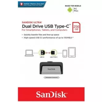 SanDisk Flash Disk 256GB Ultra, Dual USB Drive Type-C