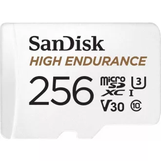 SanDisk MicroSDXC karta 256GB High Endurance (R:100/W:40 MB/s, Class 10, U3 V30) + adaptér