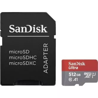 SanDisk MicroSDXC karta 512GB Ultra (100MB/s, Class 10, Android) + adaptér