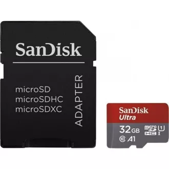 SanDisk MicroSDXC karta 32GB Ultra (120 MB/s, A1 Class 10 UHS-I, Android) + adaptér