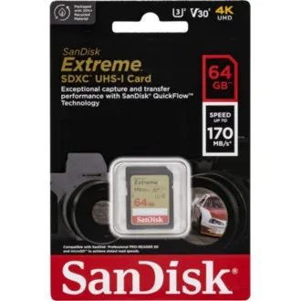 SanDisk SDXC karta 64GB Extreme (170 MB/s Class 10, UHS-I U3 V30)
