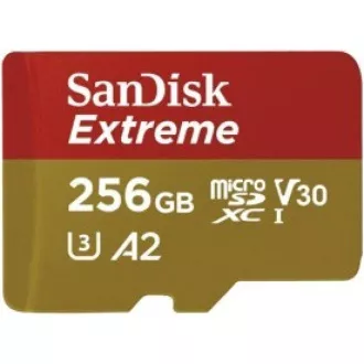 SanDisk micro SDXC karta 256GB Extreme (190 MB/s Class 10, UHS-I U3 V30) + adaptér