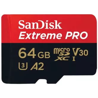 SanDisk micro SDXC karta 64GB Extreme PRO (200 MB/s Class 10, UHS-I U3 V30) + adaptér