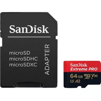 SanDisk micro SDXC karta 64GB Extreme PRO (200 MB/s Class 10, UHS-I U3 V30) + adaptér