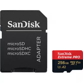 SanDisk micro SDXC karta 256GB Extreme PRO (200 MB/s Class 10, UHS-I U3 V30) + adaptér