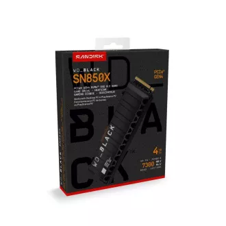WD BLACK SSD NVMe 4TB PCIe SN850X Powered by SanDisk, Gen4, (R:7300, W:6600MB/s), Chladič