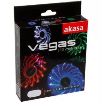 AKASA ventilátor Vegas 120x120x25mm, 1200RPM podsvícený, 15xLED, červený AKASA ventilátor Vegas 120x120x25mm, 1200RPM podsvícený, 15xLED, červený