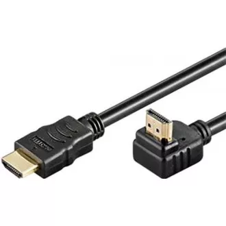 PremiumCord HDMI High Speed+Ethernet kabel, zlacený zahnutý konektor 270° 1m