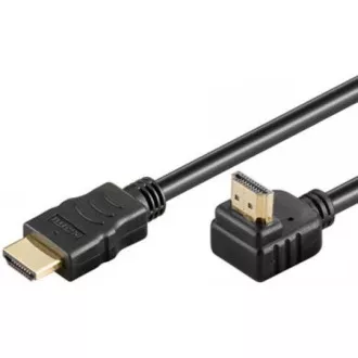 PremiumCord HDMI High Speed+Ethernet kabel, zlacený zahnutý konektor 270° 1m
