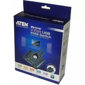 ATEN 2-port KVM USB mini, 1m kabely, DO