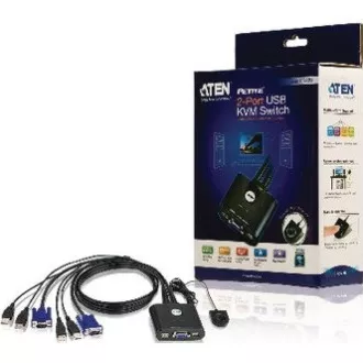 ATEN 2-port KVM USB mini, 1m kabely, DO