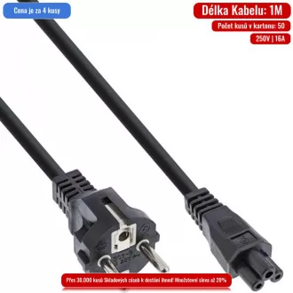 C-TECH kabel síťový, 1, 8m VDE 220/230V, napájecí k notebooku, 3 pin Schuko