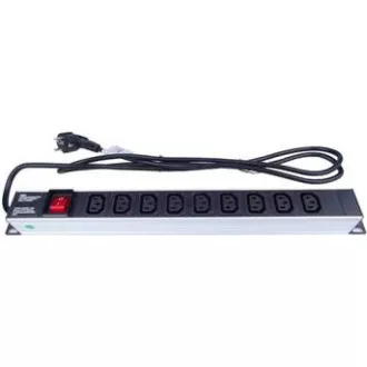 PremiumCord Panel napájecí do 19" racku 1U, 9x230V, 2m kabel