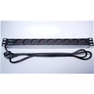 PremiumCord Panel napájecí do 19" racku 1U, 9x230V, 2m kabel