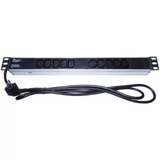 PremiumCord Panel napájecí do 19" racku 1U, 9x230V, 2m kabel