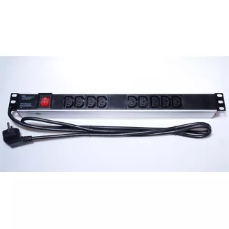 PremiumCord Panel napájecí do 19" racku 1U, 9x230V, 2m kabel