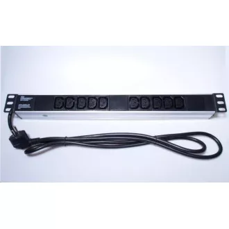 PremiumCord Panel napájecí do 19" racku 1U, 9x230V, 2m kabel
