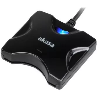 AKASA čtečka karet AK-CR-03BKV2 externí, USB 2.0, podpora čipových karet electronic ID a SMART, černá