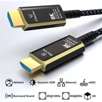 PREMIUMCORD Ultra High Speed HDMI 2.1 optický fiber kabel 8K@60Hz, zlacené 10m