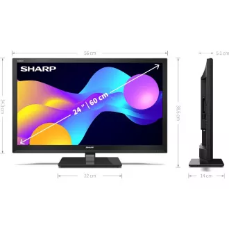 24EE3E SMART TV 200Hz, T2/C/S2 SHARP