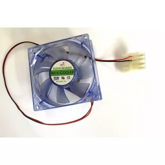 EUROCASE ventilátor 80mm, 12V/0, 17A, prosvětlený modrý (molex)