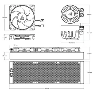 ARCTIC Vodní chladič Liquid Freezer III 360 Pro ARGB, 3x120mm, AM5, LGA1851, bílá