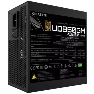 GIGABYTE zdroj UD850GM PG5, 850W, 80+ Gold, 120mm fan, černá